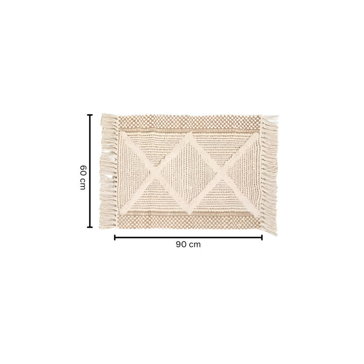 Skanto | Beige Teksturert Frynse Pledd Teppete
