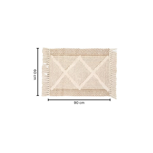 Skanto | Beige Teksturert Frynse Pledd Teppete