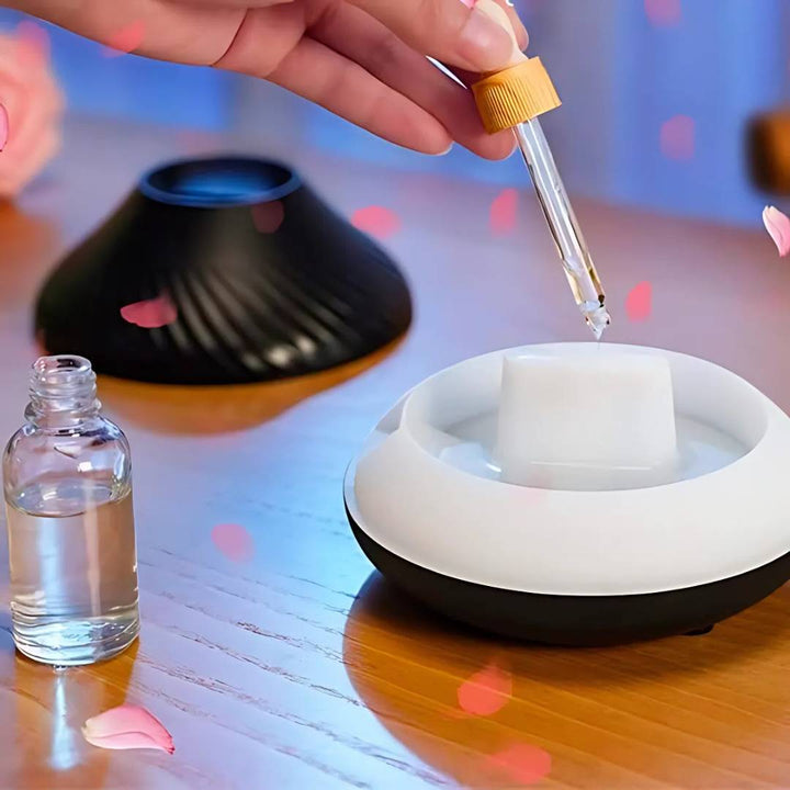 FlameGlow Luftfukter Aromaterapi Diffuser | Tilfører Fuktighet - Lindrer Tørr Luft - Hjelper med å Slappe Av - Stille Diffuser for Hjem eller Kontor Skanto