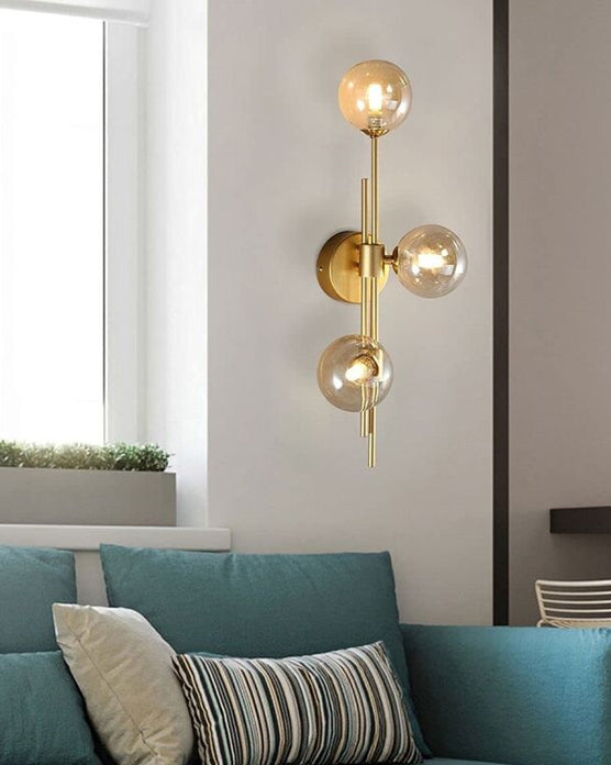 Skanto | 3 Hode Glass Ball Vegglampe - Amber