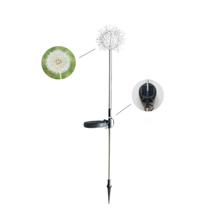 Solar Dandelion Aluminiumtråd Globe Lys LED Utendørs Vanntett Luminøs Hageinnsetting Bakkelys Landskapslys | Skanto