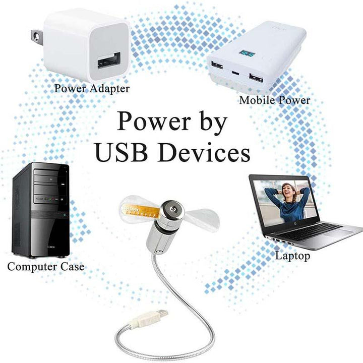 USB-vifte med LED-klokkbelysning | Skanto