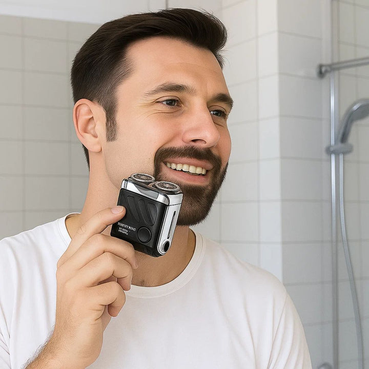 SmoothEdge | Rotasjons elektrisk barbermaskin – Dobbelt-ring blader – Vanntett – Menns pleiebollift