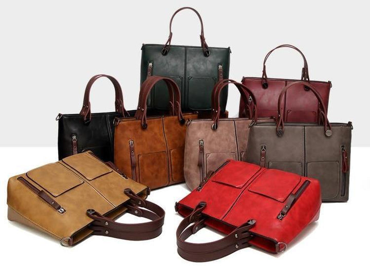 Cera - Dobbel Frontlomme Vintage Tote Håndveske | Skanto