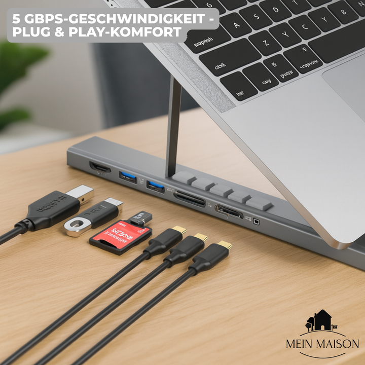 Skanto | ProDock Stand – 8-i-1 Laptop Riser og Hub kombinert!