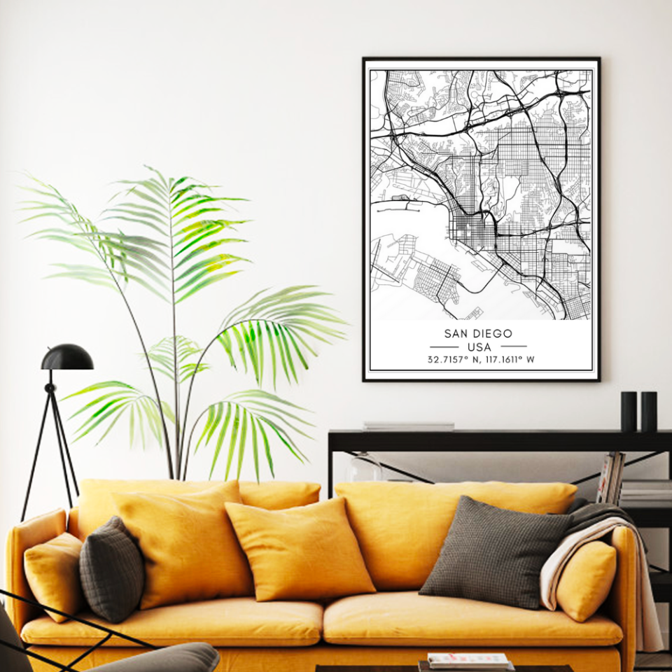 Bykart over San Diego – Lerretbilde