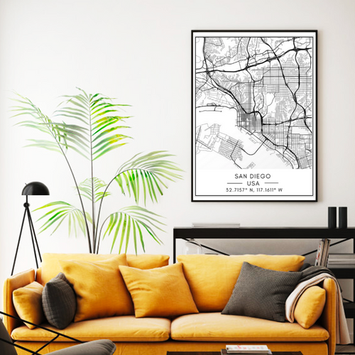 Bykart over San Diego – Lerretbilde