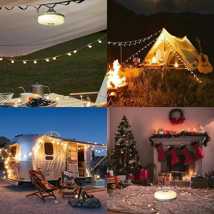 Skanto | 4 i 1 Camp Light – Bærbar campinglanterne, lyskilder med 8 lysmoduser, oppladbart power bank for utendørs eventyr