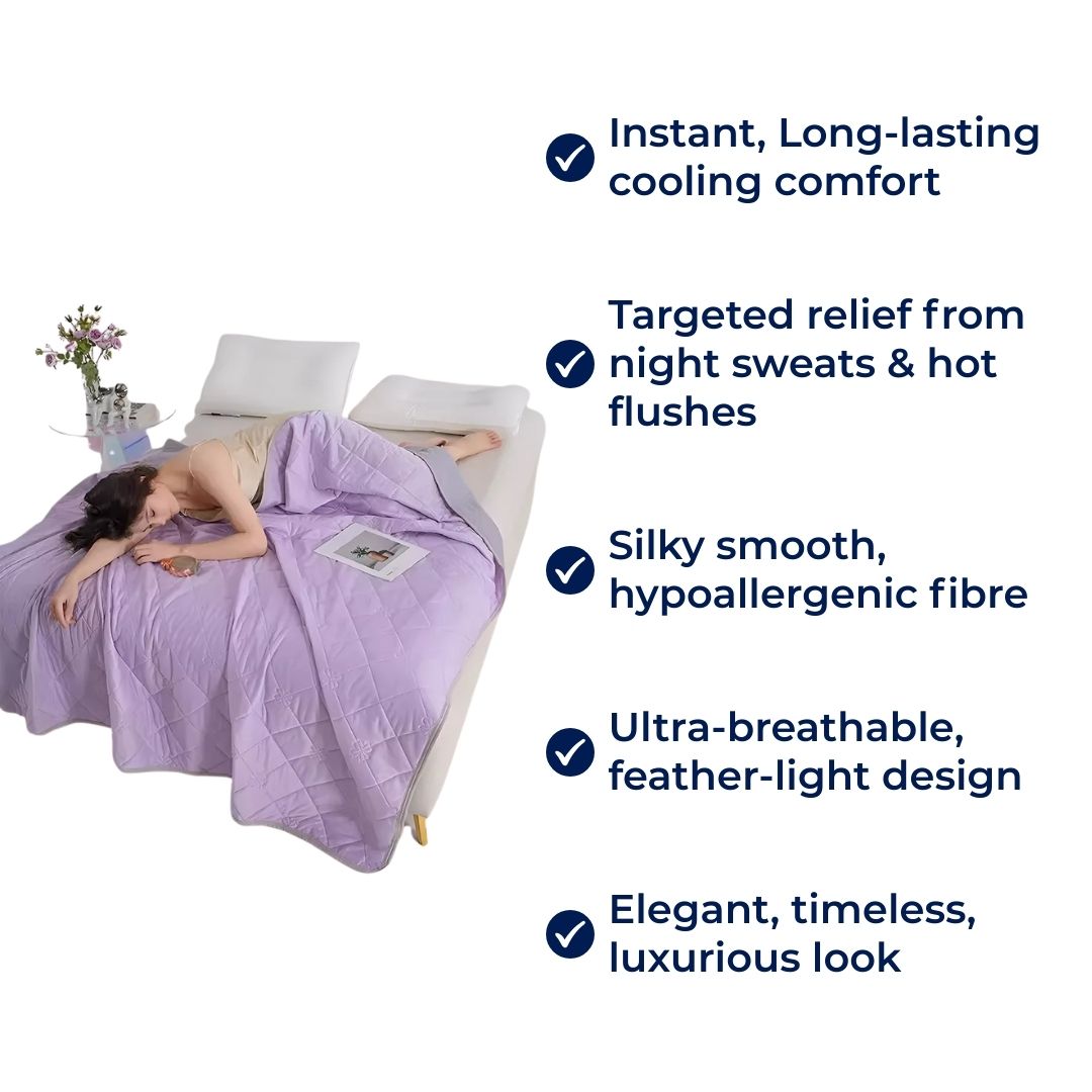SilkCool | Kjølende Teppel – Umiddelbar Kjølende Komfort – Silkeholdig Hypoallergenisk Fiber – Forhindrer Overoppheting – Lindring for Nattesvette Følsom Hud Skanto