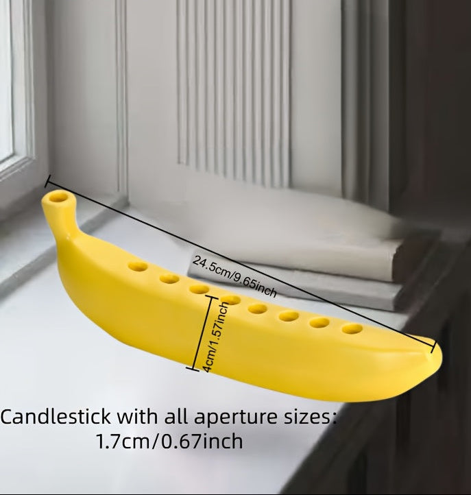 Skanto | Innovativ Keramisk Banan Dekorativ Lysestake - Morsom Lysestake for Hanukkah, Unik Banan Tema Lysestake for Enthusiaster, Fester, Hjemmelysing, Også Egnet for jul, Valentinsdag, Påske, Thanksgiving, Hanukkah Festival Gaver