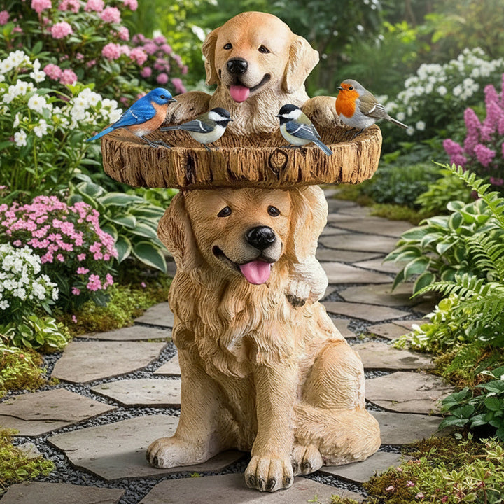 Skanto | Golden Retriever Valp Fugl Bad Hage Statue