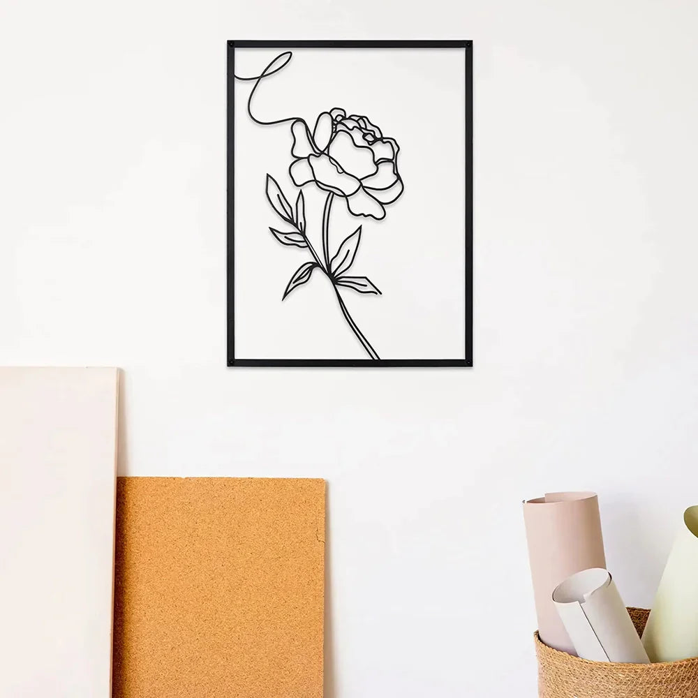 Skanto | Abstrakt Minimalistisk Rose Blomst Jern Veggdekor