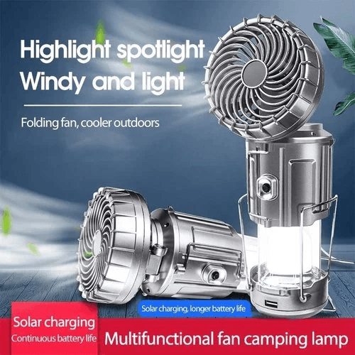 Portable Stretchable Solar Lithium Battery Electric Fan + Emergency Light | Skanto