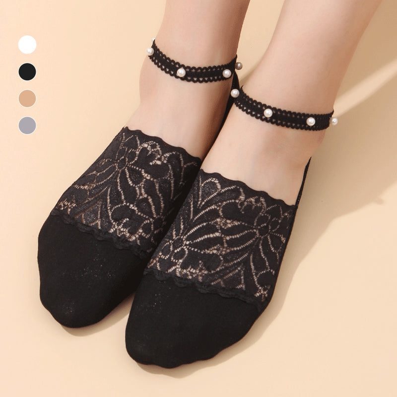Skanto | Elegant Pearl Lace Sokker