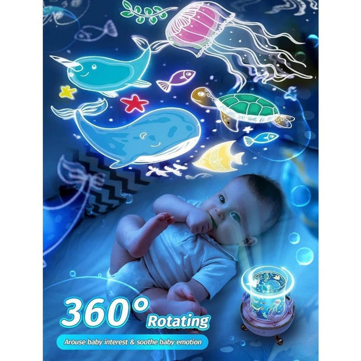 Skanto | Frostwave | Barn 360° Roterende Kanin Nattlampe Prosjektor