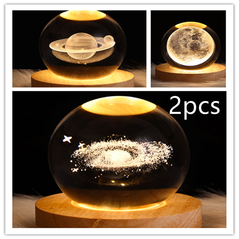 3D Galaxy Crystal Ball LED Nattlys | Skanto