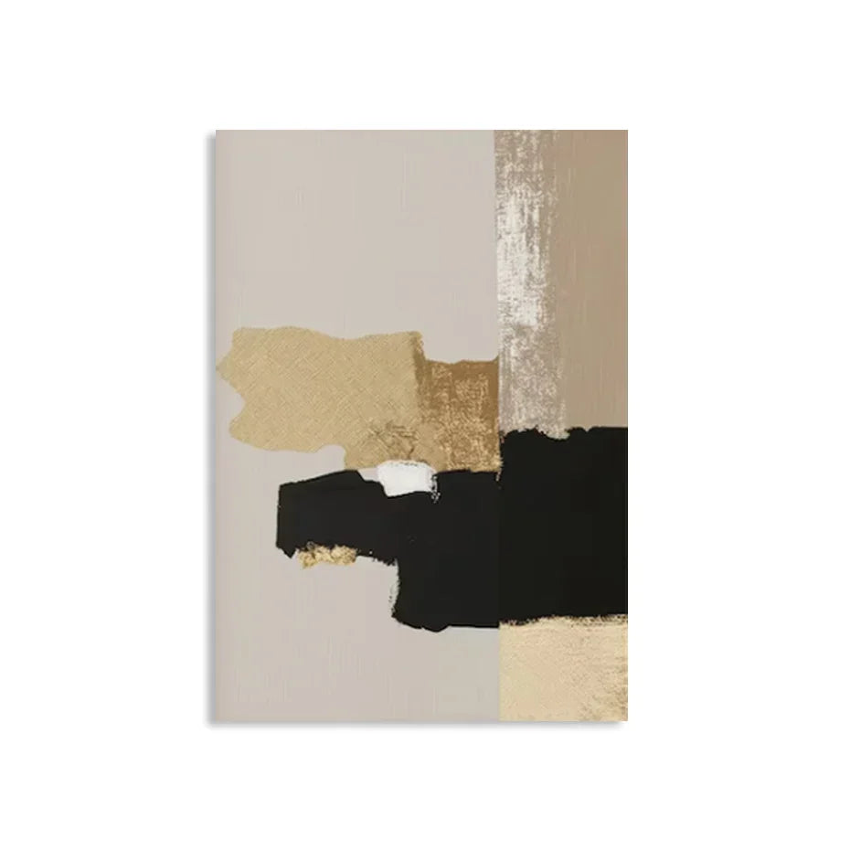 Svart Beige Gylden Fargeblokk Abstrakt Veggkunst Kunstneriske Lerretsutskrifter Moderne Bilder For Stue Soverom Samtidsinteriør Dekor | Skanto