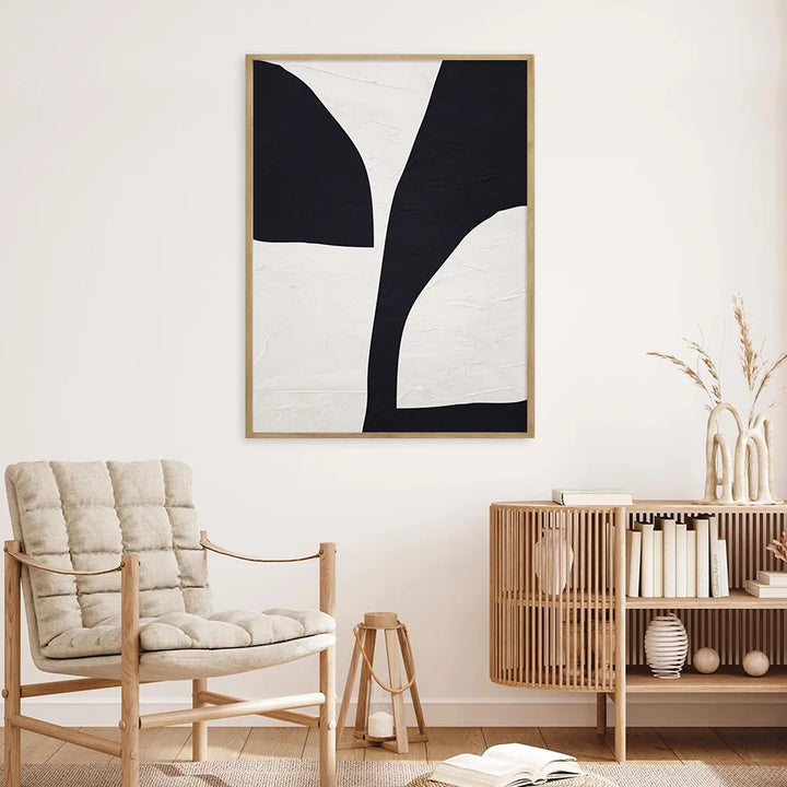 Nordic Minimalist Abstrakt Beige Svart Form &amp; Linje Veggkunst Fine Art Lerretsutskrifter Bilder For Moderne Stue Soveromsdekor | Skanto