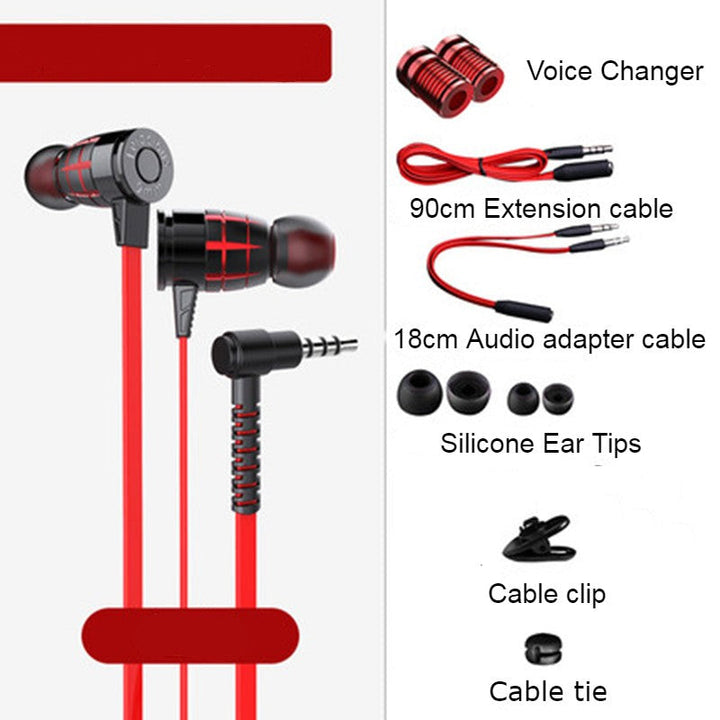 Skanto | In-Ear Kablede Ørepropper med Mikrofon, Utvidet 3,5mm Y-Deler, 2 Stemmeendrere og Forlengerkabel for PC, Laptoper, Spill og Nettmøter