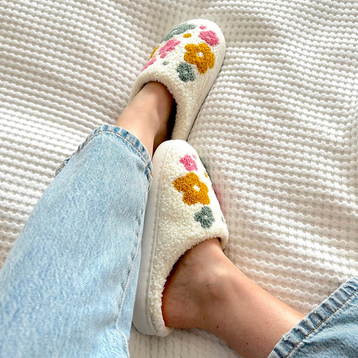 Skanto | Blumina | Varme tøfler | Blomsterdesign | Non-slip såle