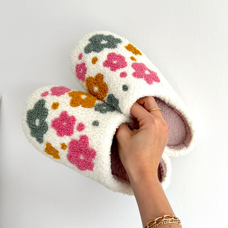 Skanto | Blumina | Varme tøfler | Blomsterdesign | Non-slip såle