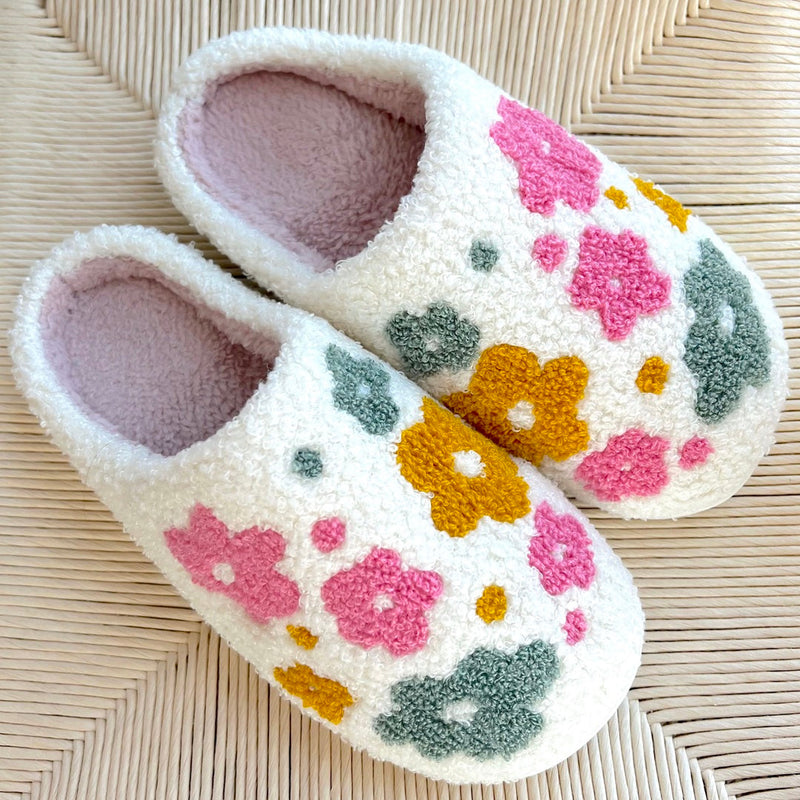 Skanto | Blumina | Varme tøfler | Blomsterdesign | Non-slip såle