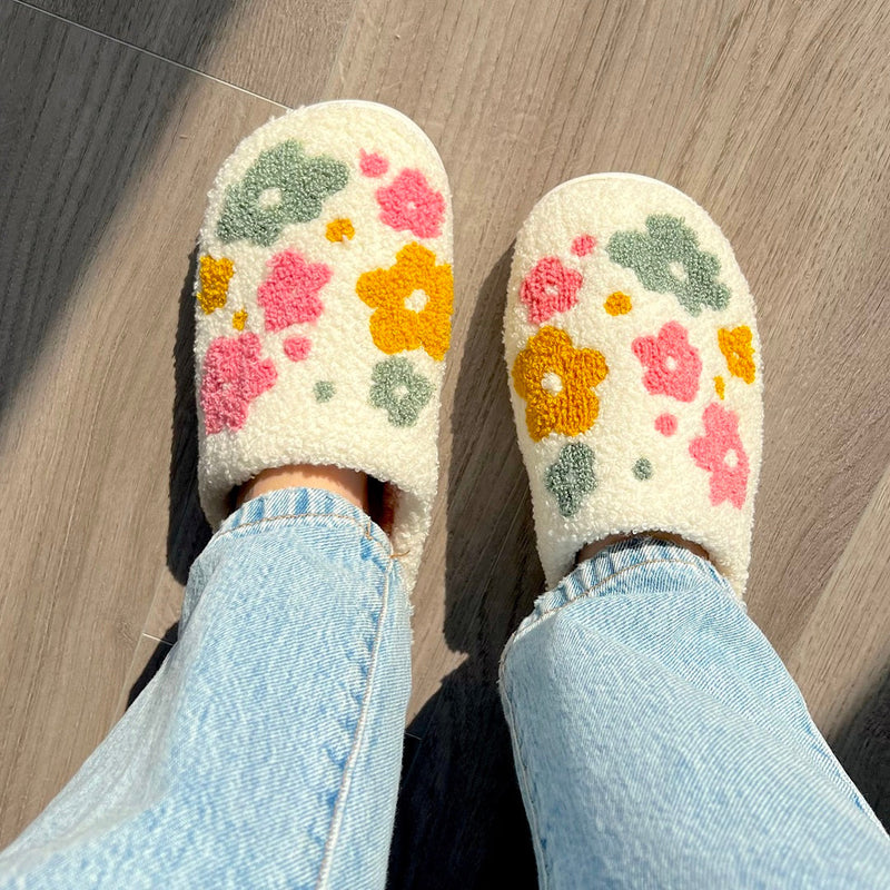Skanto | Blumina | Varme tøfler | Blomsterdesign | Non-slip såle