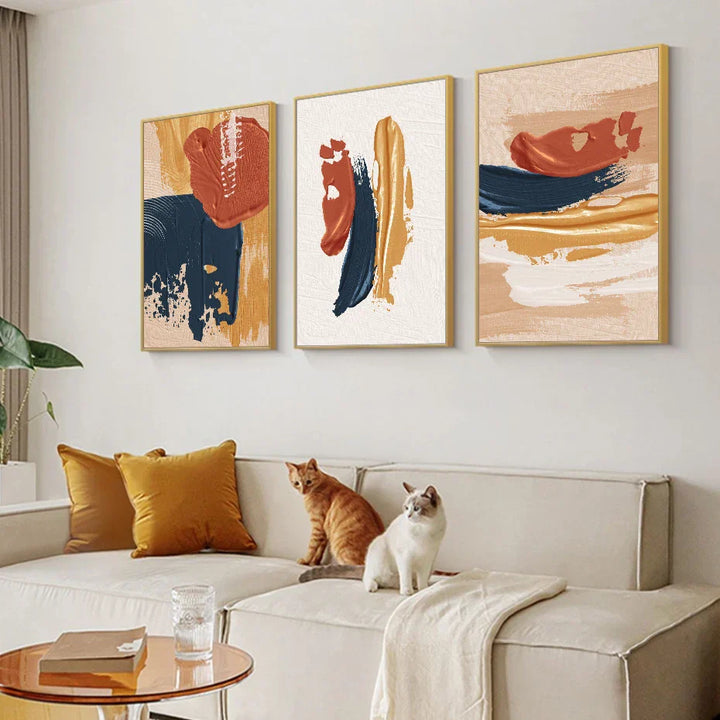 Moderne abstrakt bold penselstrøk fargefusjon veggkunst fine art lerretstrykk fargerike bilder for stue | Skanto