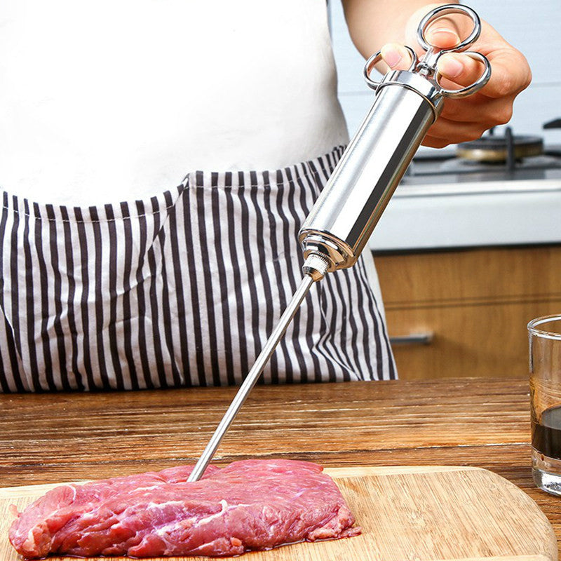 Skanto | Rustfritt Stål Kjøtt Marinade Sprøyte, med 3 Nåler, for Kjøtt, Kalkun, Brisket