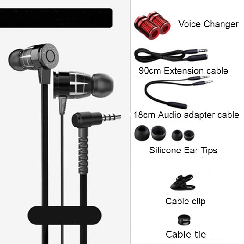 Skanto | In-Ear Kablede Ørepropper med Mikrofon, Utvidet 3,5mm Y-Deler, 2 Stemmeendrere og Forlengerkabel for PC, Laptoper, Spill og Nettmøter