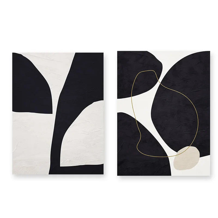 Nordic Minimalist Abstrakt Beige Svart Form &amp; Linje Veggkunst Fine Art Lerretsutskrifter Bilder For Moderne Stue Soveromsdekor | Skanto
