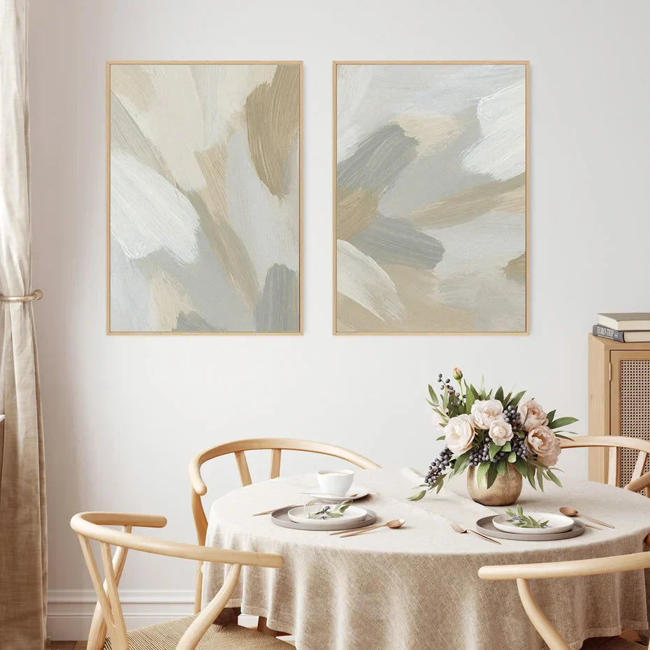 Nøytrale Farger Abstrakt Tykk Pensel Maleri Veggkunst Fin Kunst Lerret Utskrifter Plakater Bilder For Moderne Stue Soverom Kunst Dekor | Skanto