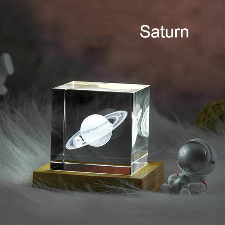 Skanto | 3D Galaxy Krystallglass Cube med Oppladbar Fargerik Lysbase, for Gave & Hjemmedekorasjon