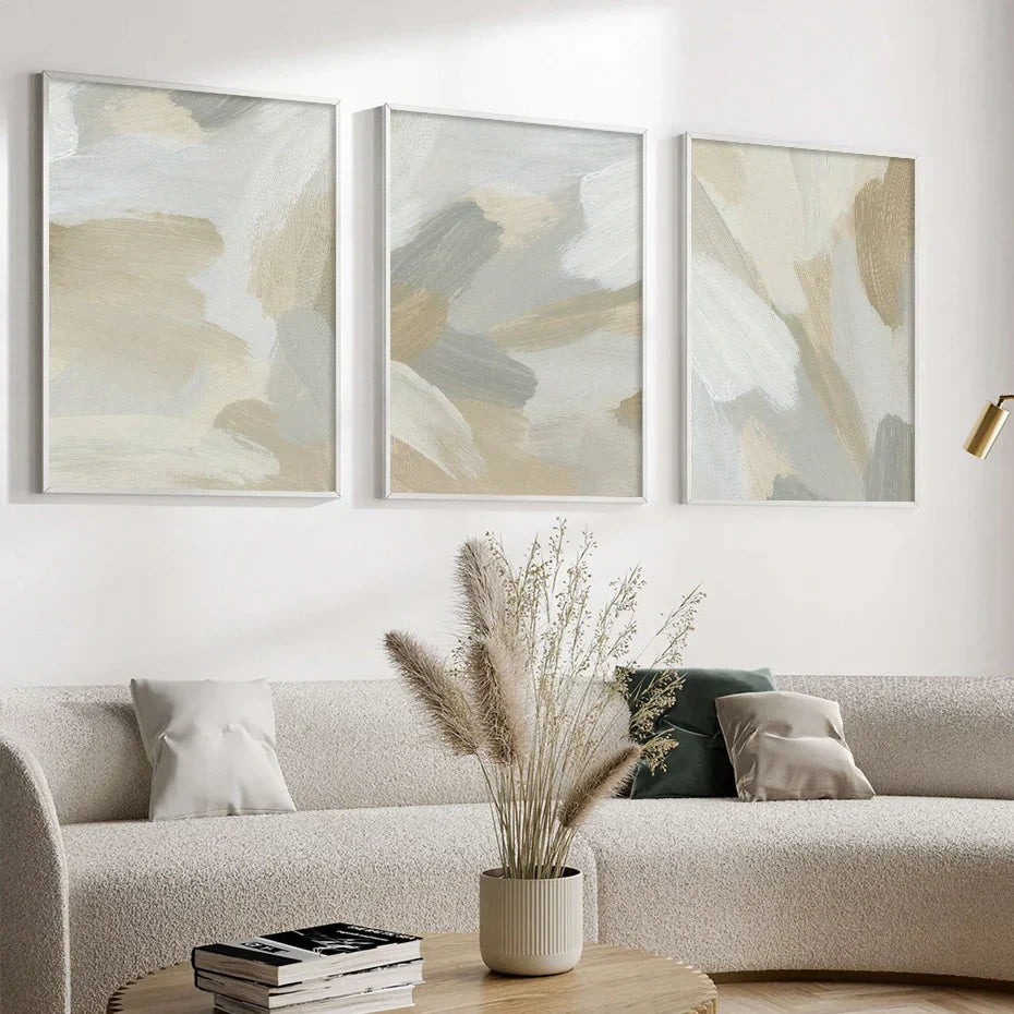 Nøytrale Farger Abstrakt Tykk Pensel Maleri Veggkunst Fin Kunst Lerret Utskrifter Plakater Bilder For Moderne Stue Soverom Kunst Dekor | Skanto