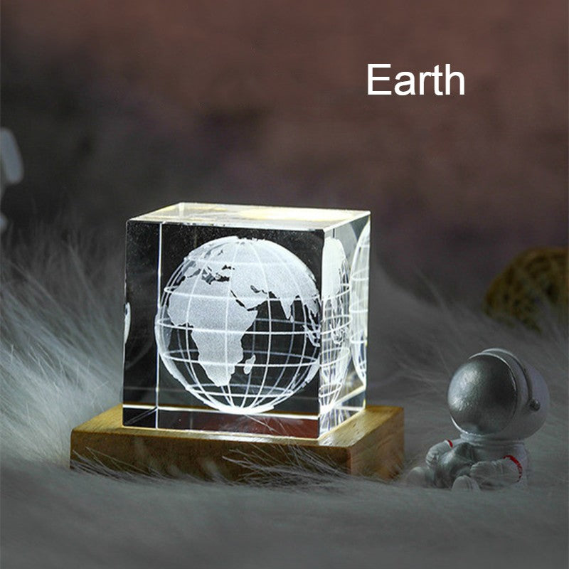 Skanto | 3D Galaxy Krystallglass Cube med Oppladbar Fargerik Lysbase, for Gave & Hjemmedekorasjon