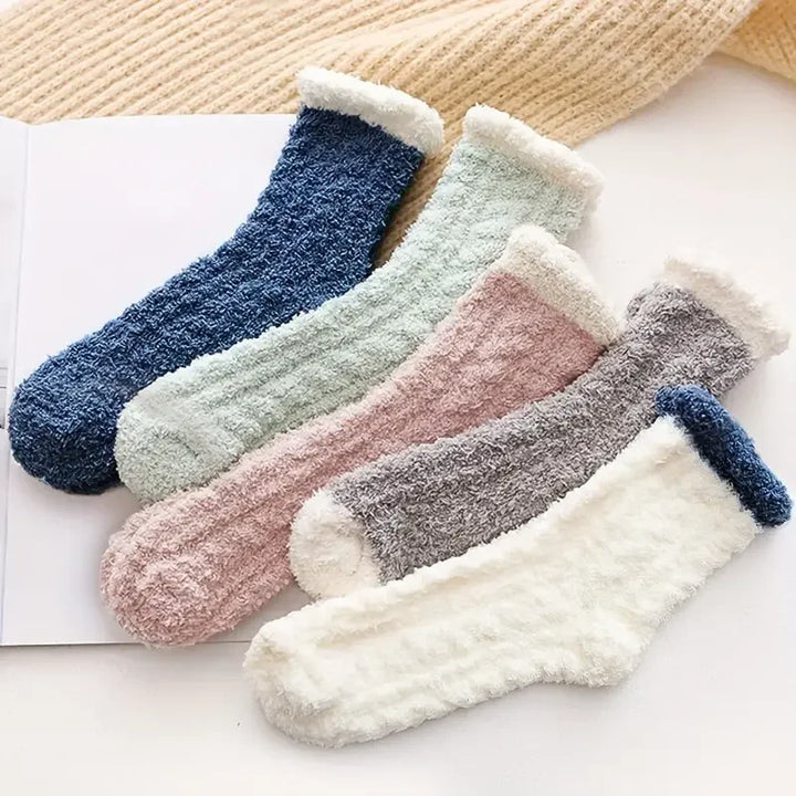 Skanto | Vinter Sokker FrostStep | Med Fleece Fôr | 5-Pakning | Ensfarget | Størrelse EU 34–40