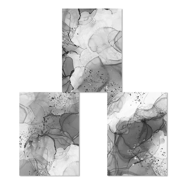 Moderne Grå Flytende Marmor Print Veggkunst Fine Art Lerretsutskrifter Abstrakt Svart Hvit Plakatbilder For Stue Hjemmekontor Kunst Dekor | Skanto