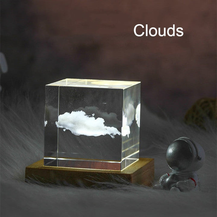 Skanto | 3D Galaxy Krystallglass Cube med Oppladbar Fargerik Lysbase, for Gave & Hjemmedekorasjon