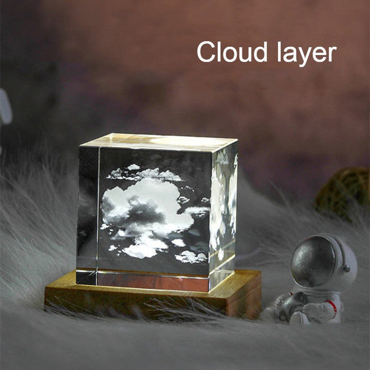 Skanto | 3D Galaxy Krystallglass Cube med Oppladbar Fargerik Lysbase, for Gave & Hjemmedekorasjon
