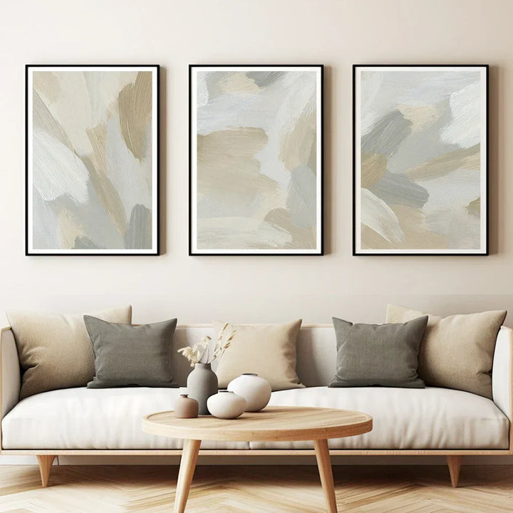 Nøytrale Farger Abstrakt Tykk Pensel Maleri Veggkunst Fin Kunst Lerret Utskrifter Plakater Bilder For Moderne Stue Soverom Kunst Dekor | Skanto