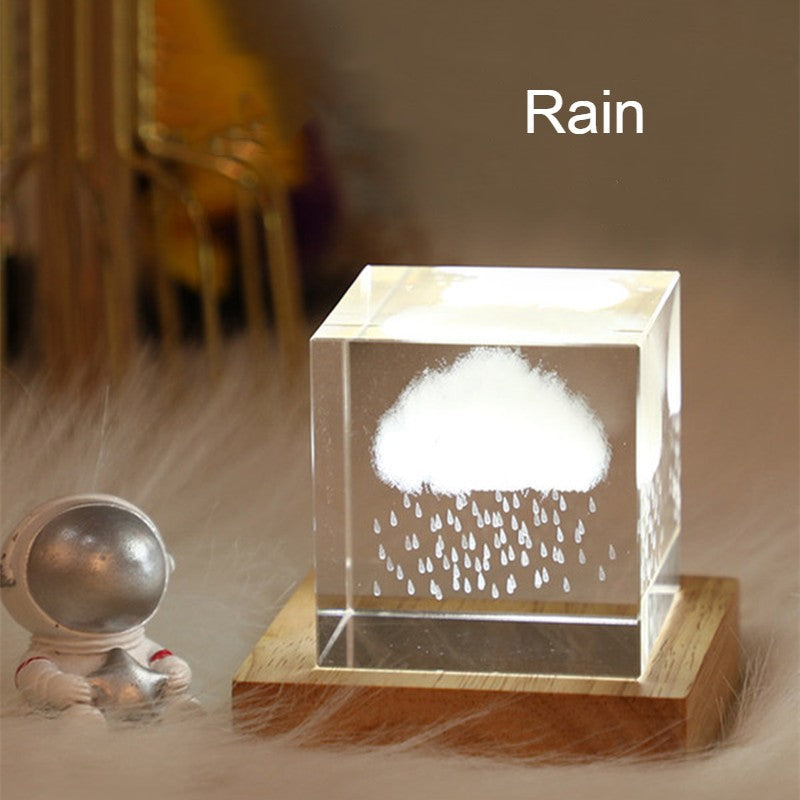 Skanto | 3D Galaxy Krystallglass Cube med Oppladbar Fargerik Lysbase, for Gave & Hjemmedekorasjon