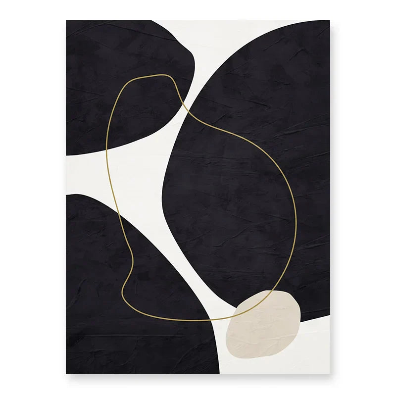 Nordic Minimalist Abstrakt Beige Svart Form &amp; Linje Veggkunst Fine Art Lerretsutskrifter Bilder For Moderne Stue Soveromsdekor | Skanto