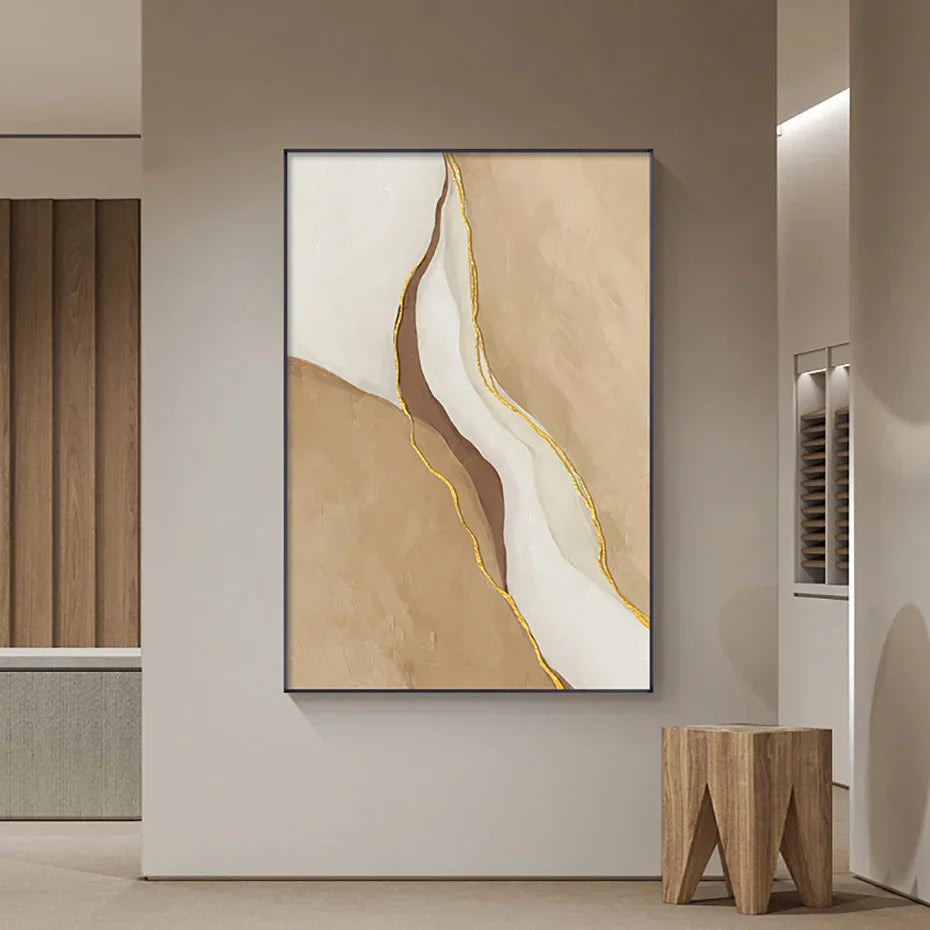 Moderne Geomorfiske Abstrakte Veggkunst Kunsttrykk Grå Beige Brun Lerretsbilder For Stue Moderne Hjem Interiør Dekor | Skanto