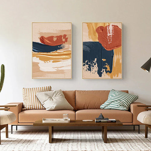 Moderne abstrakt bold penselstrøk fargefusjon veggkunst fine art lerretstrykk fargerike bilder for stue | Skanto