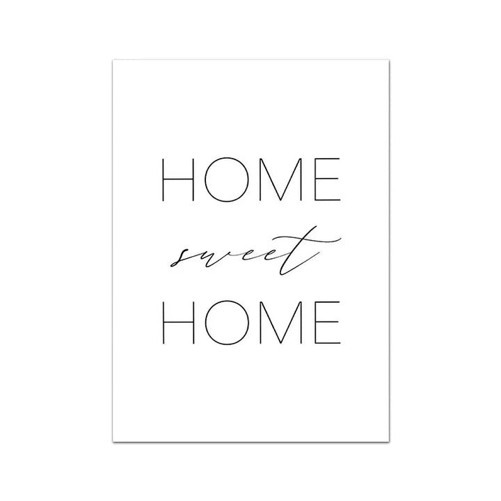 Home Sweet Home Svart Hvit Sitater Plakater Veggkunst Fine Art Lerret Utskrifter Minimalistisk Nordisk Bilder For Enkel Stueinredning | Skanto