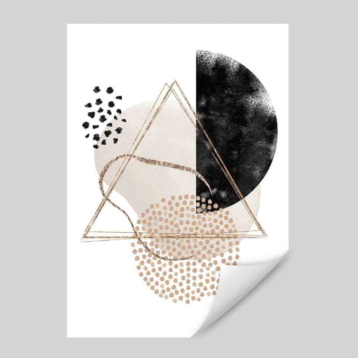 Abstrakt geometrisk kunsttrykk i svart og gull nr. 1