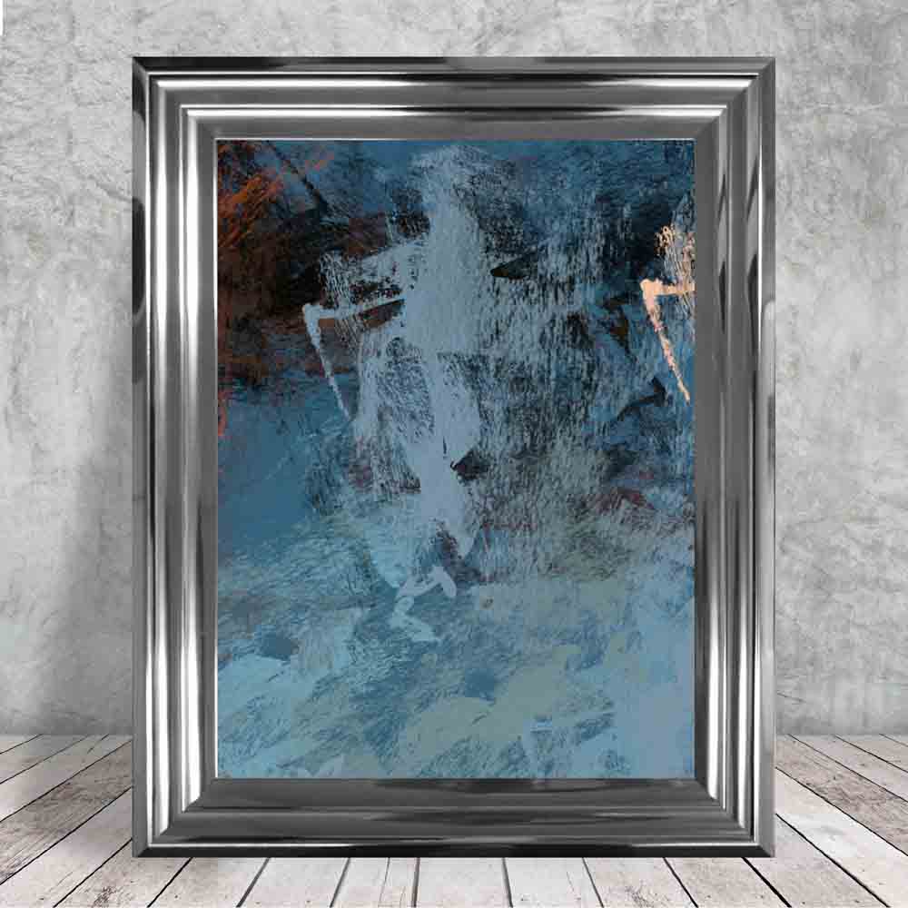 Abstrakt blått og oransje kunsttrykk nr. 3