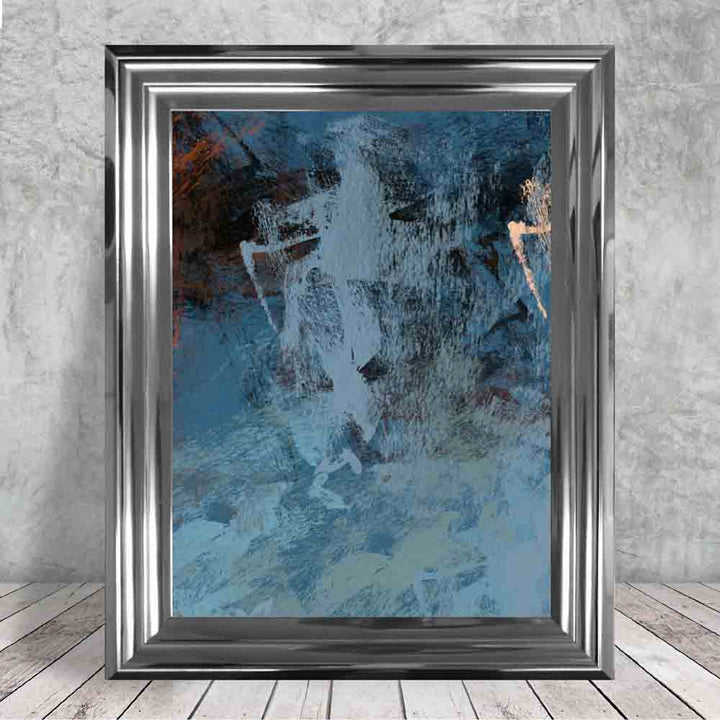 Abstrakt blått og oransje kunsttrykk nr. 3