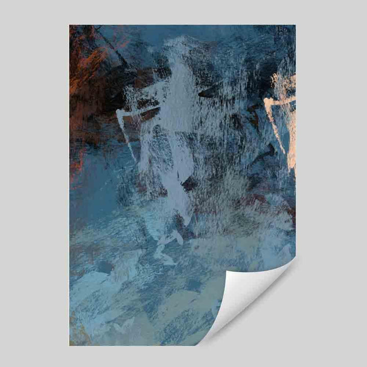 Abstrakt blått og oransje kunsttrykk nr. 3