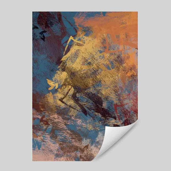 Abstrakt blått og oransje kunsttrykk nr. 1